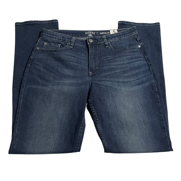 Riders by Lee Womens Jeans Size 12 Straight Leg Dark Wash Mid Rise Stretch Denim - Picture 4 of 10